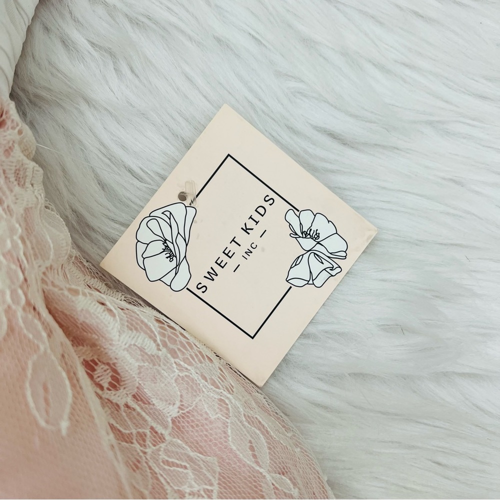 Sweet Kids Soft French Lace  with Dupioni Girls Dress SK724 Blush Color - Picture 7 of 13